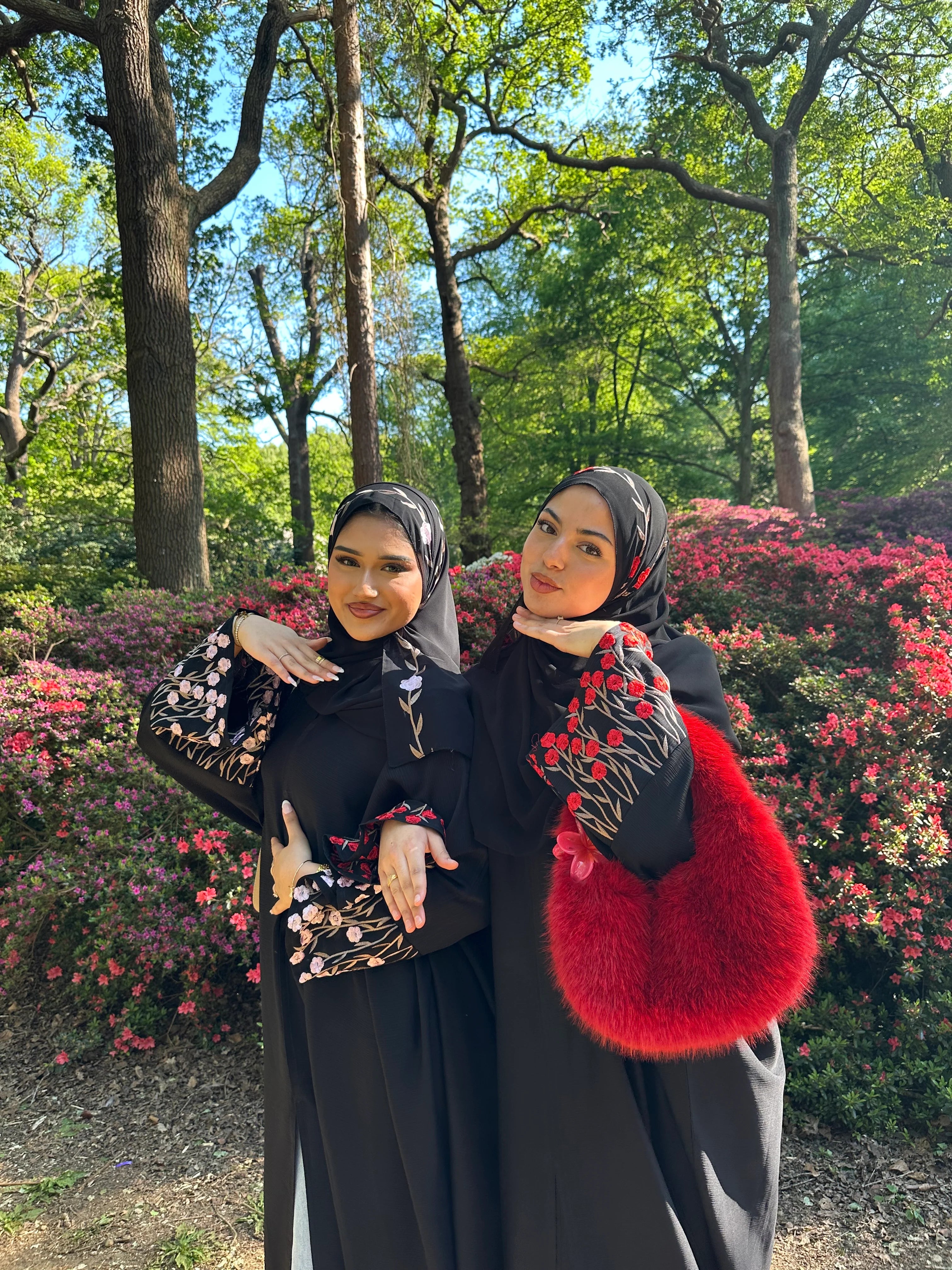 Embroidered Open Abaya with Hijab - Zahra