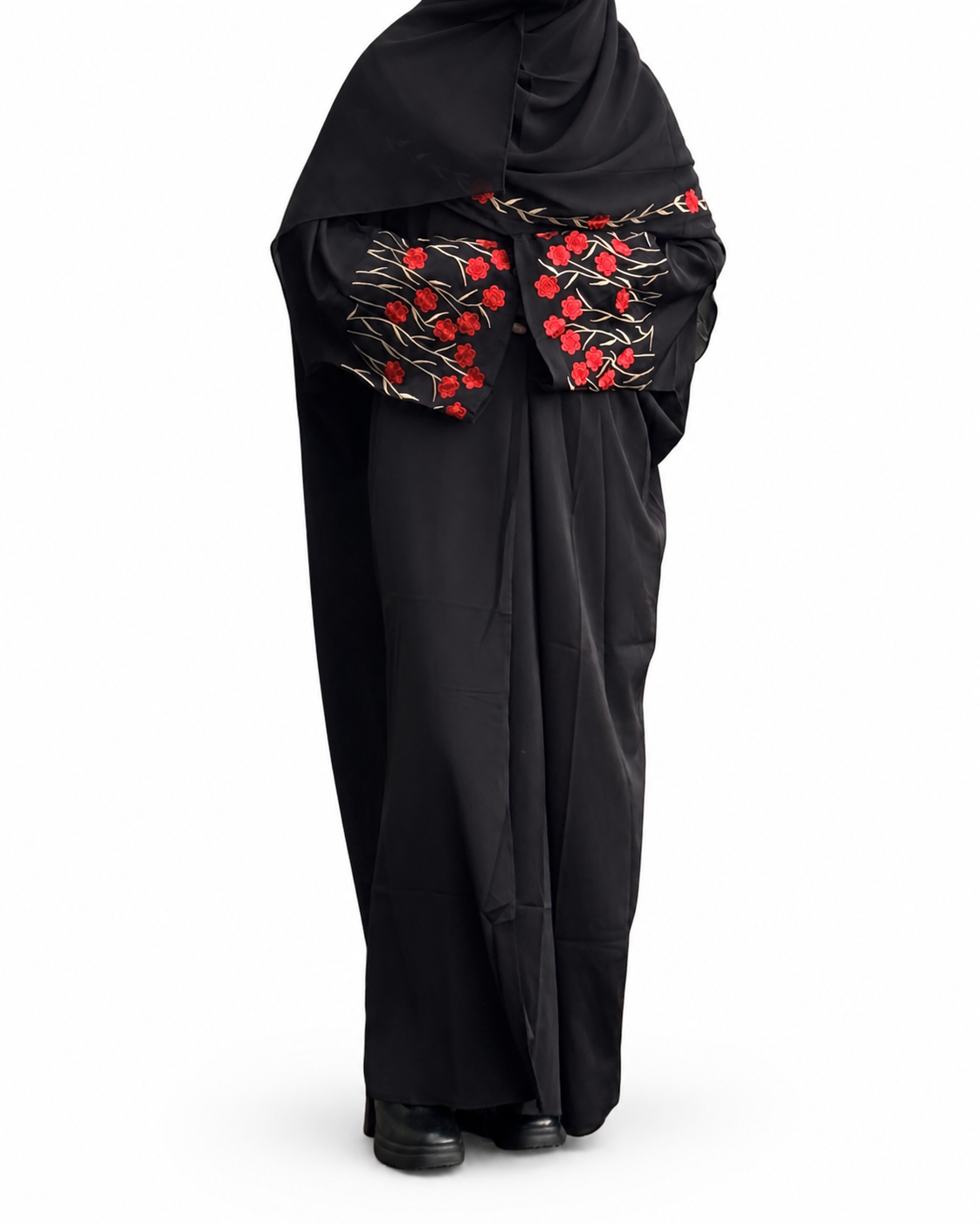 Embroidered Open Abaya with Hijab - Zahra