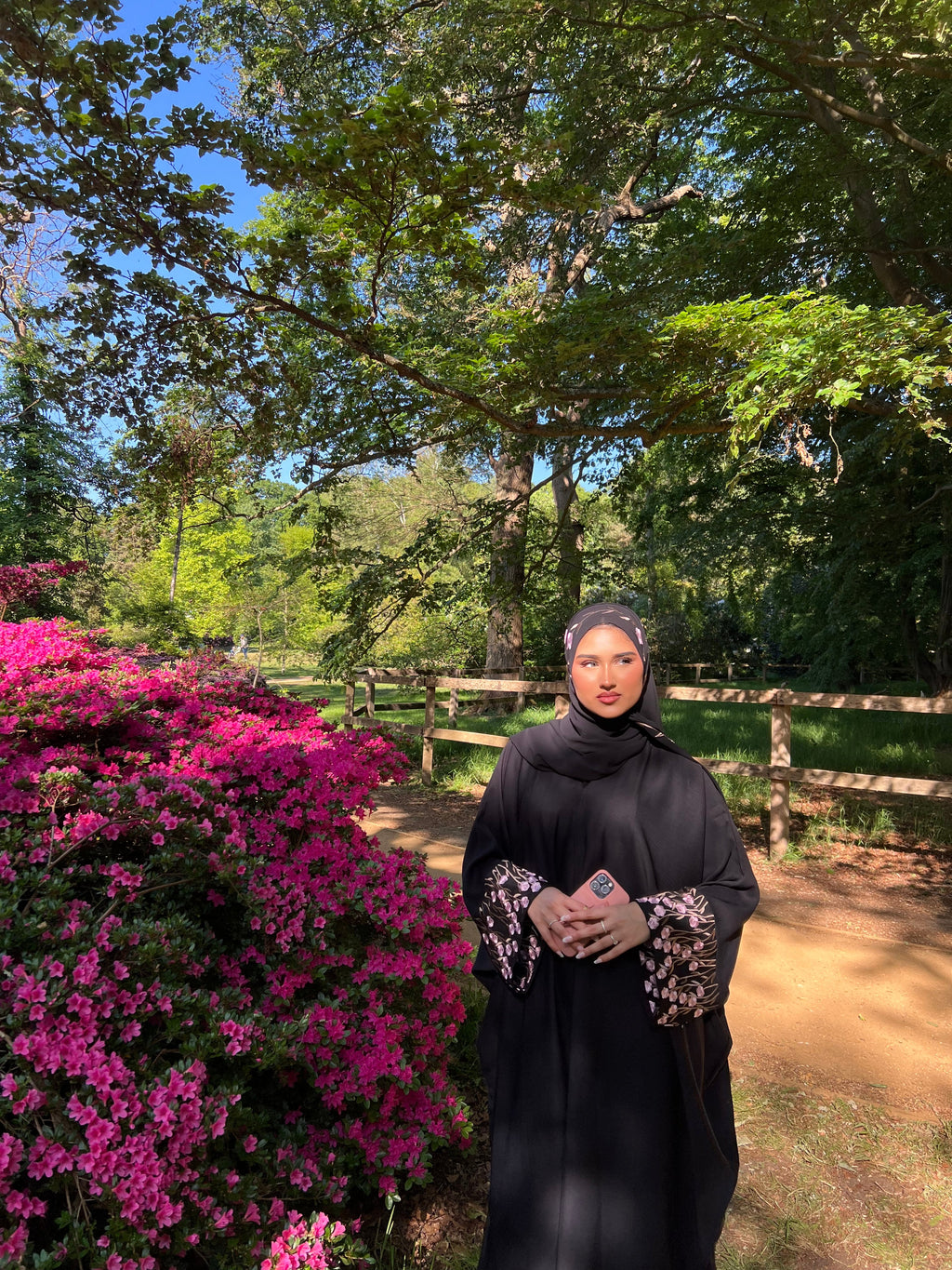 Embroidered Open Abaya with Hijab - Zahra