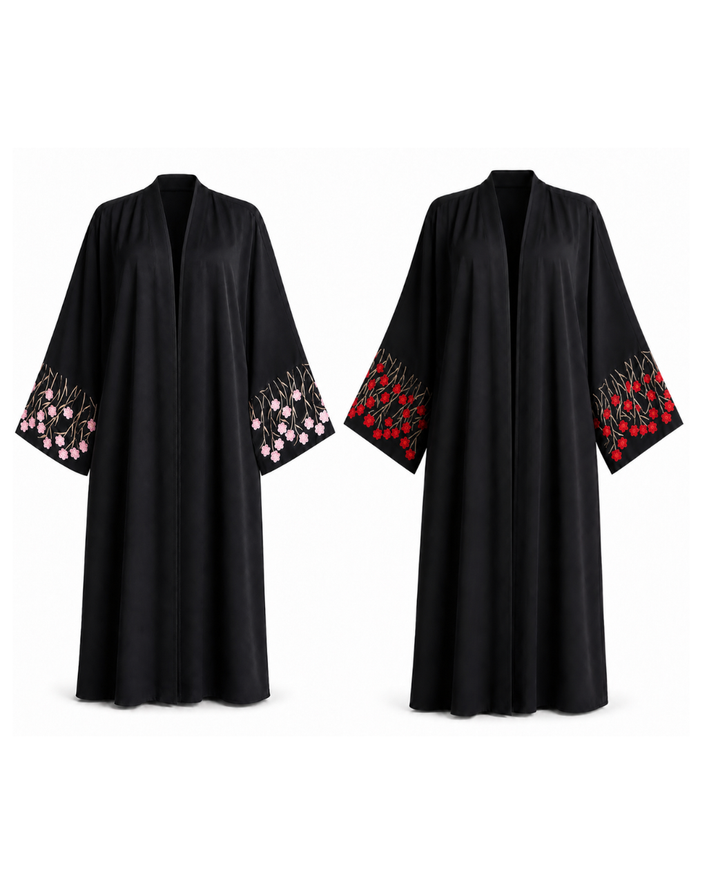 Embroidered Open Abaya with Hijab - Zahra