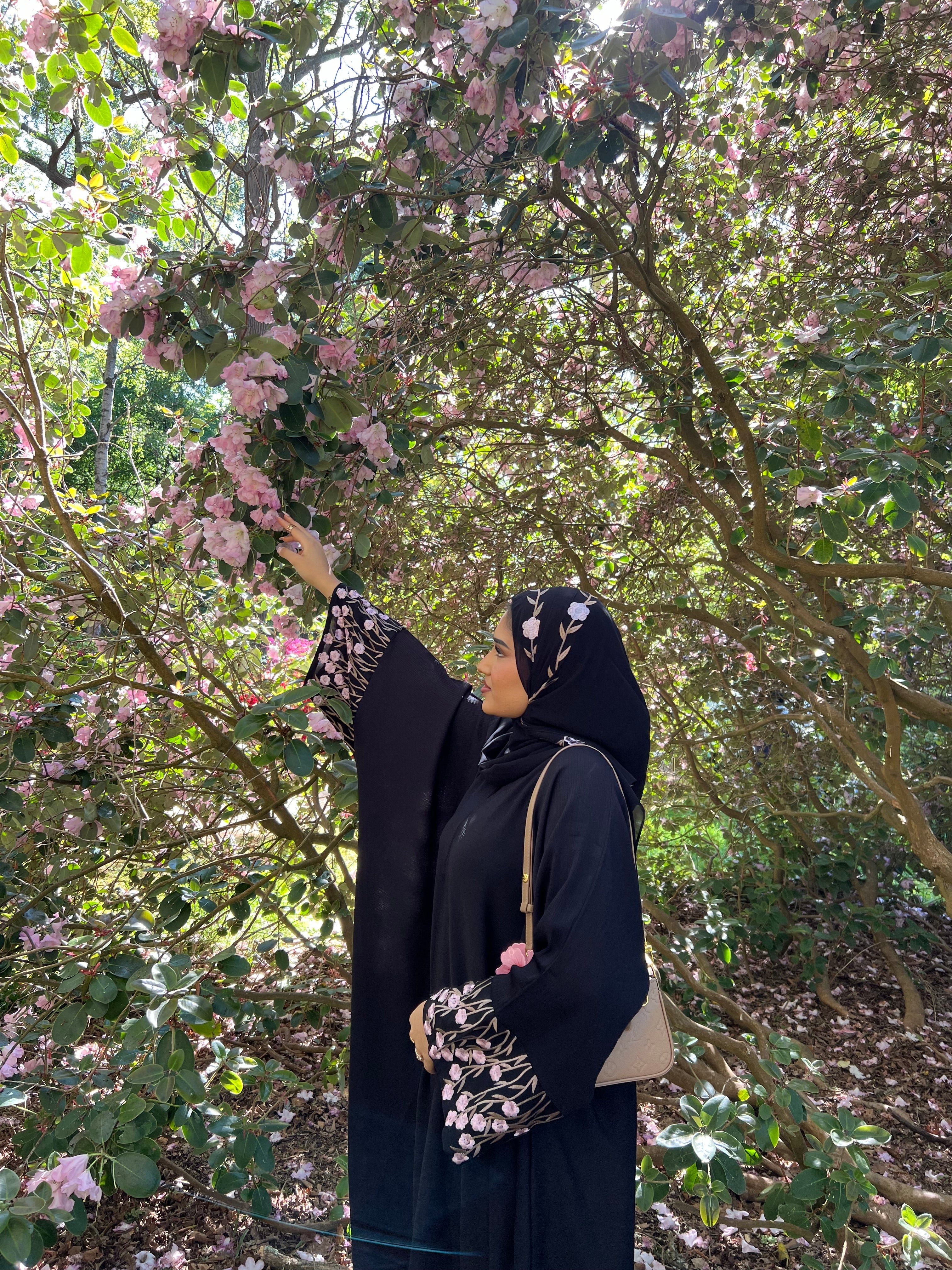 Embroidered Open Abaya with Hijab - Zahra