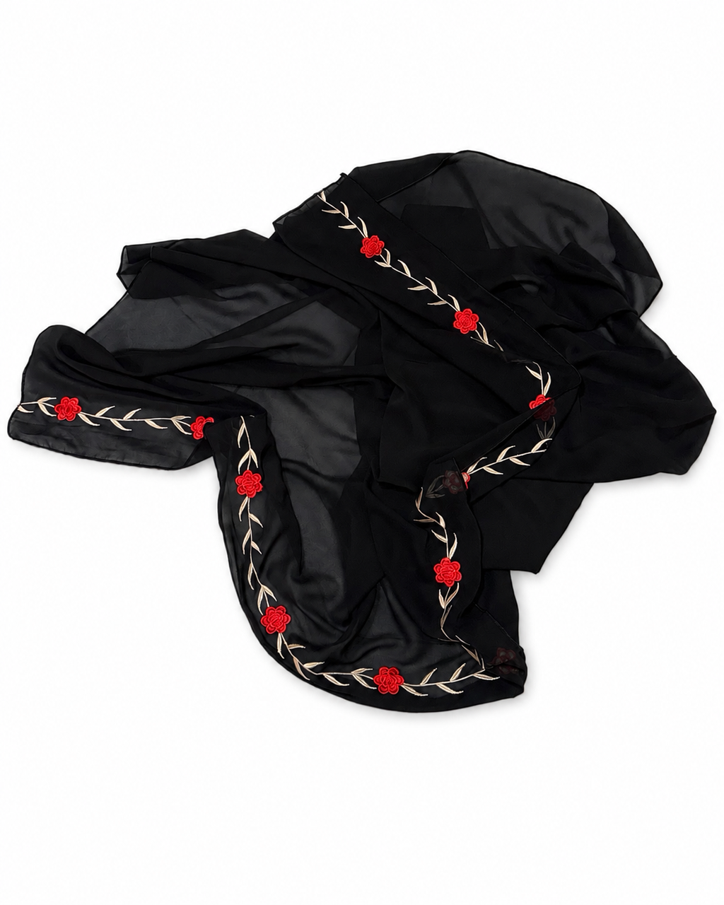 Embroidered Open Abaya with Hijab - Zahra