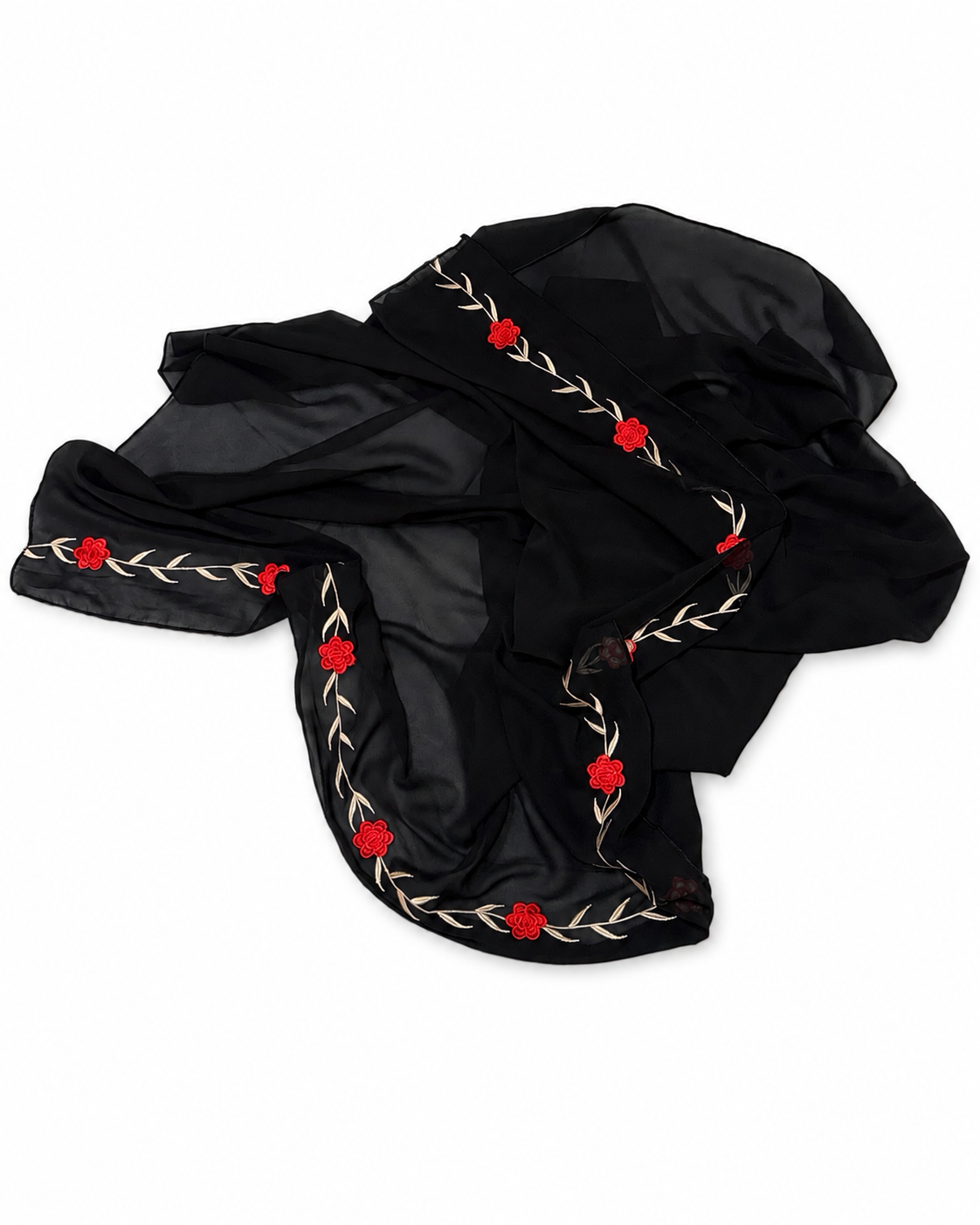 Embroidered Open Abaya with Hijab - Zahra